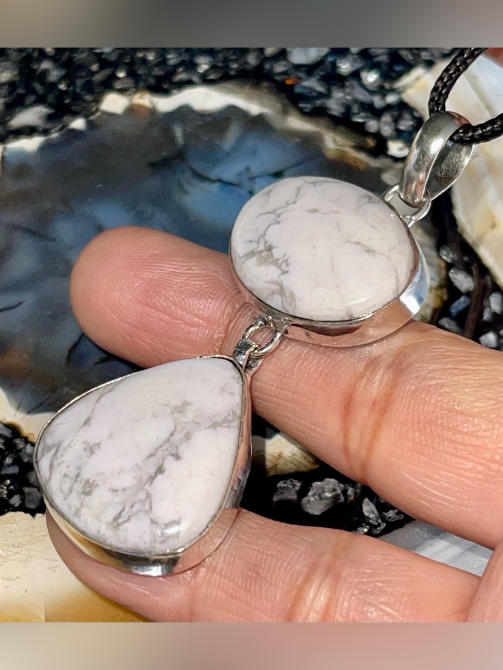 Large Howlite Magnesite Pendant 2 1/2”